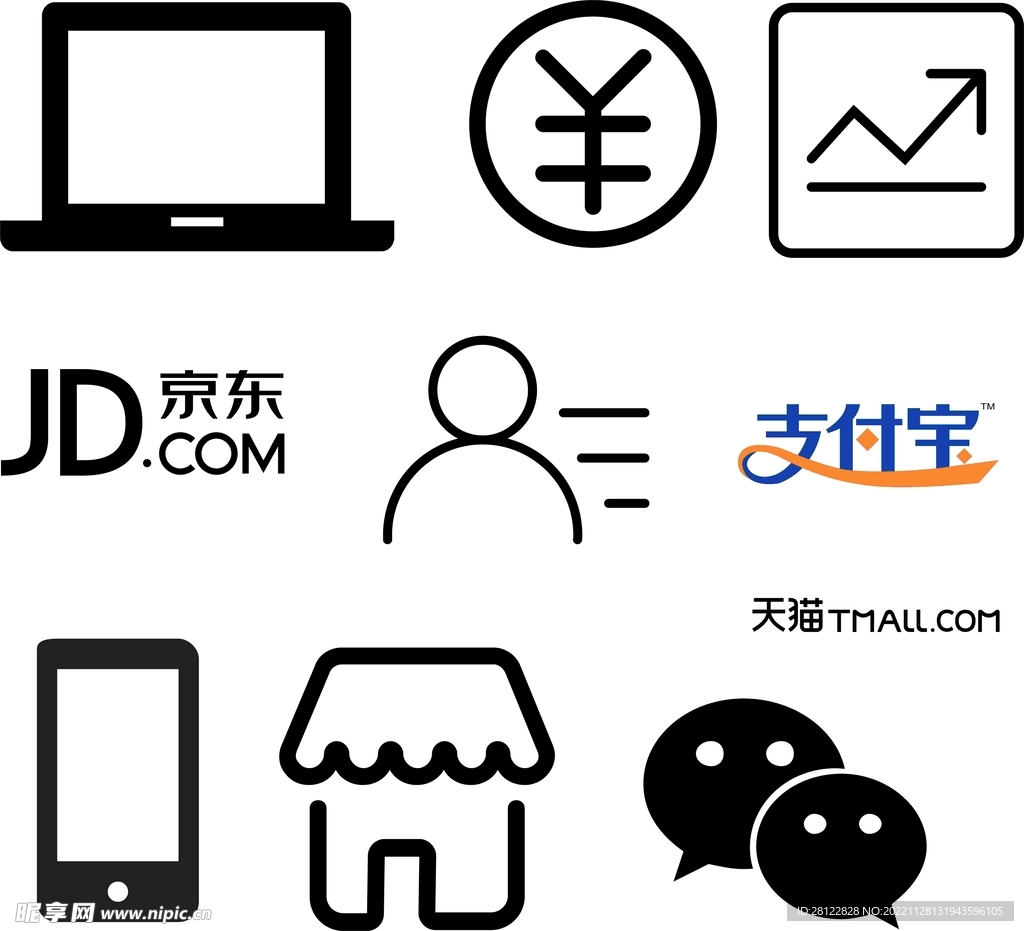 支付宝银联京东银行图标