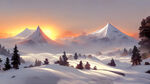 雪山晚霞