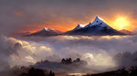 雪山晚霞