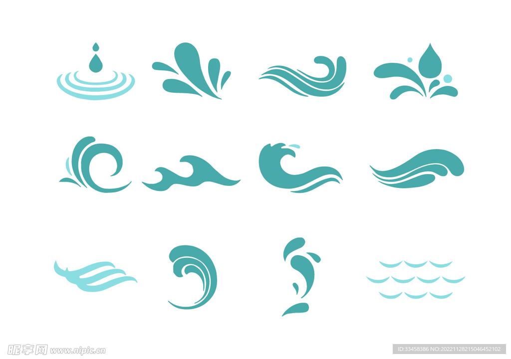 矢量手绘浪花