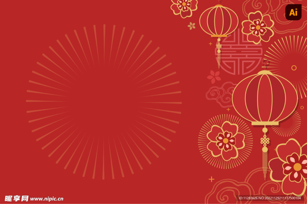 中国红春节海报背景