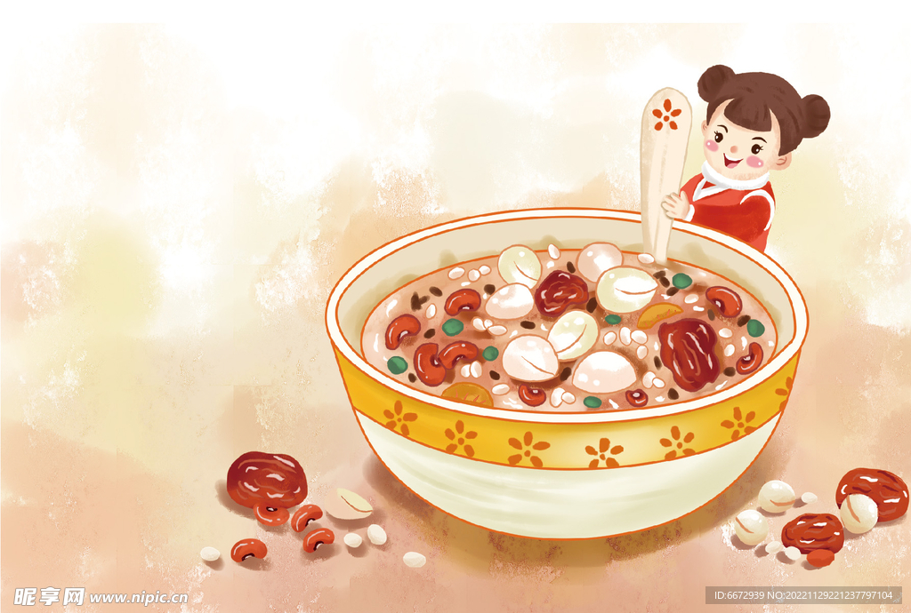 卡通养生粥传统美食八宝粥