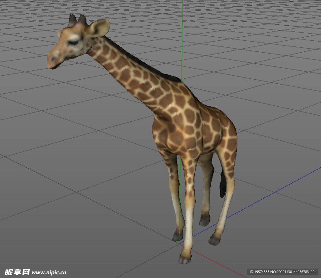 C4D模型长颈鹿