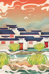 新春习俗插画图片