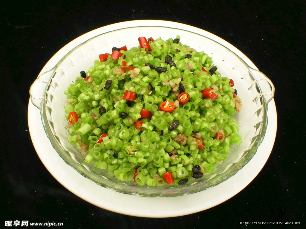 空心菜梗炒肉沫