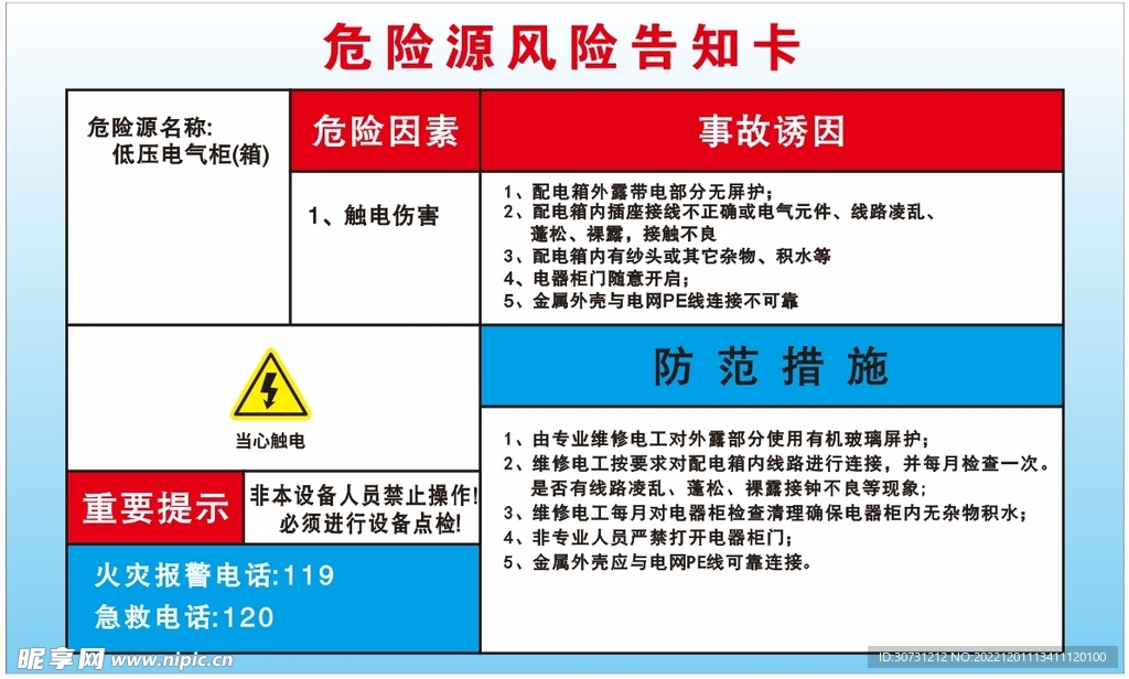 危险源风险告知卡