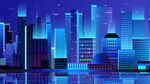 霓虹城市剪影城市建筑