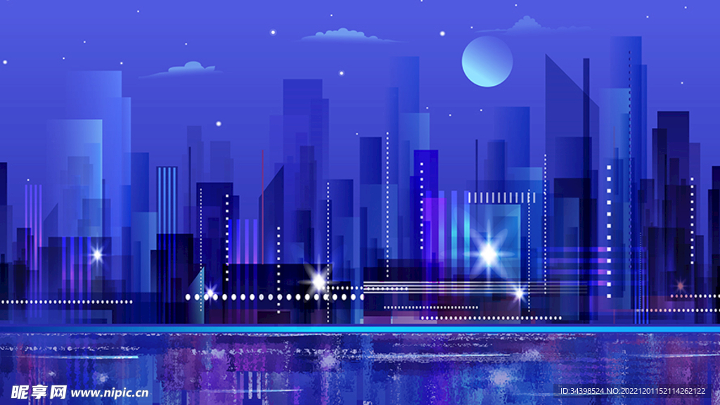 霓虹城市夜景城市建筑