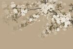 水墨山水简约花鸟背景客厅装饰画
