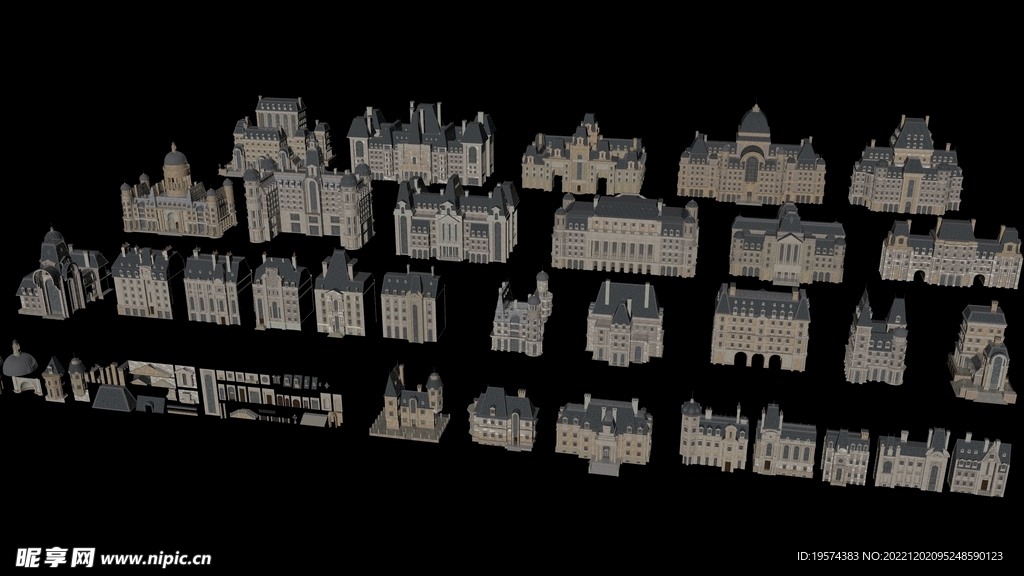 C4D模型巴黎风格建筑