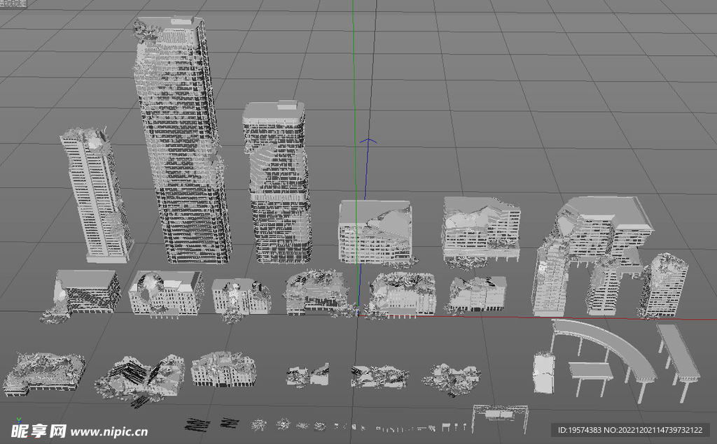 C4D模型 末日城市废墟