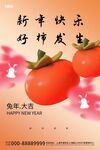 兔年3d柿子橙色弥散光海报