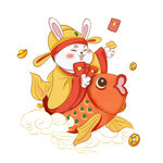 兔子骑鱼财神