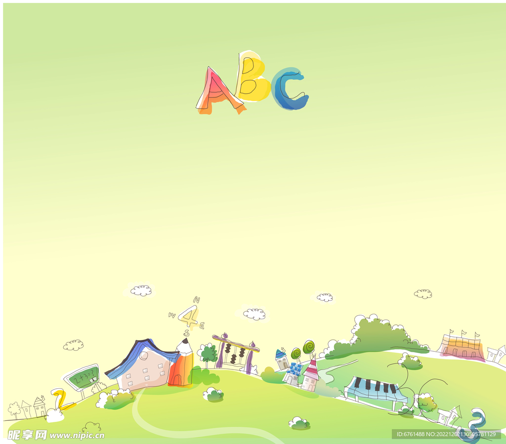 abc房子绿色背景