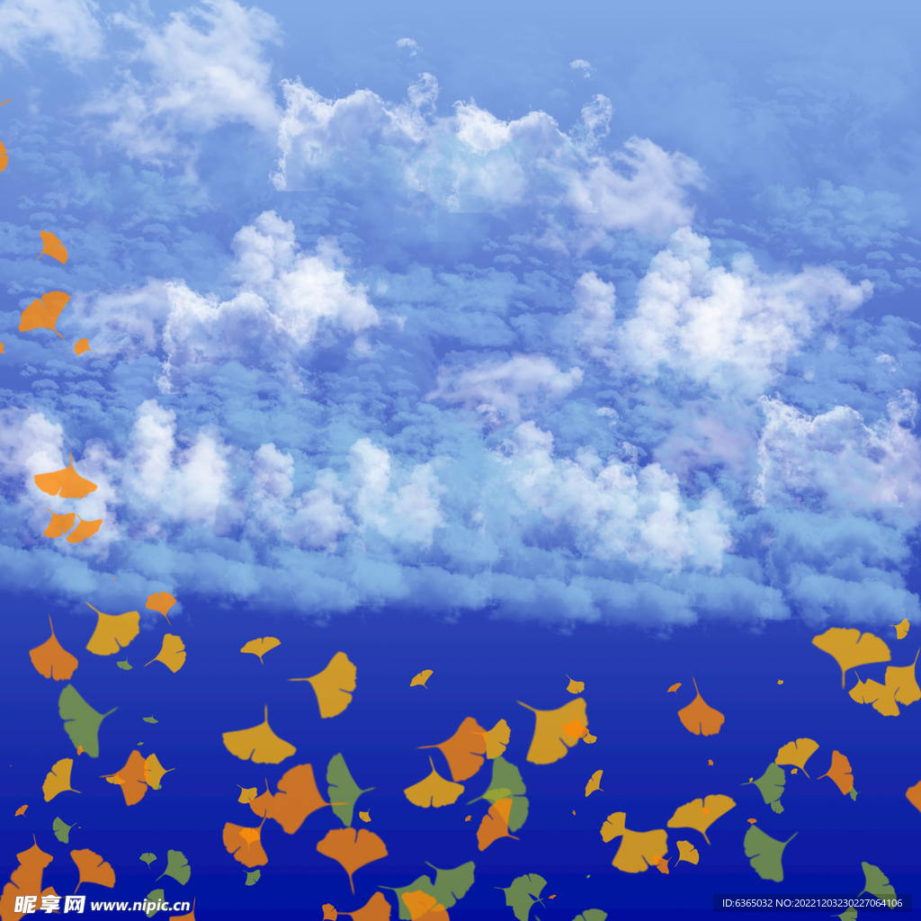 天空与银杏叶的背景图案