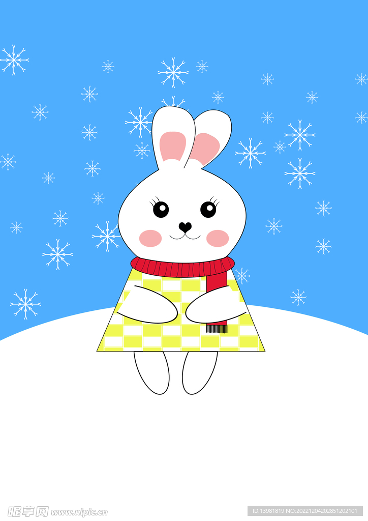 冬天雪地里的小兔子