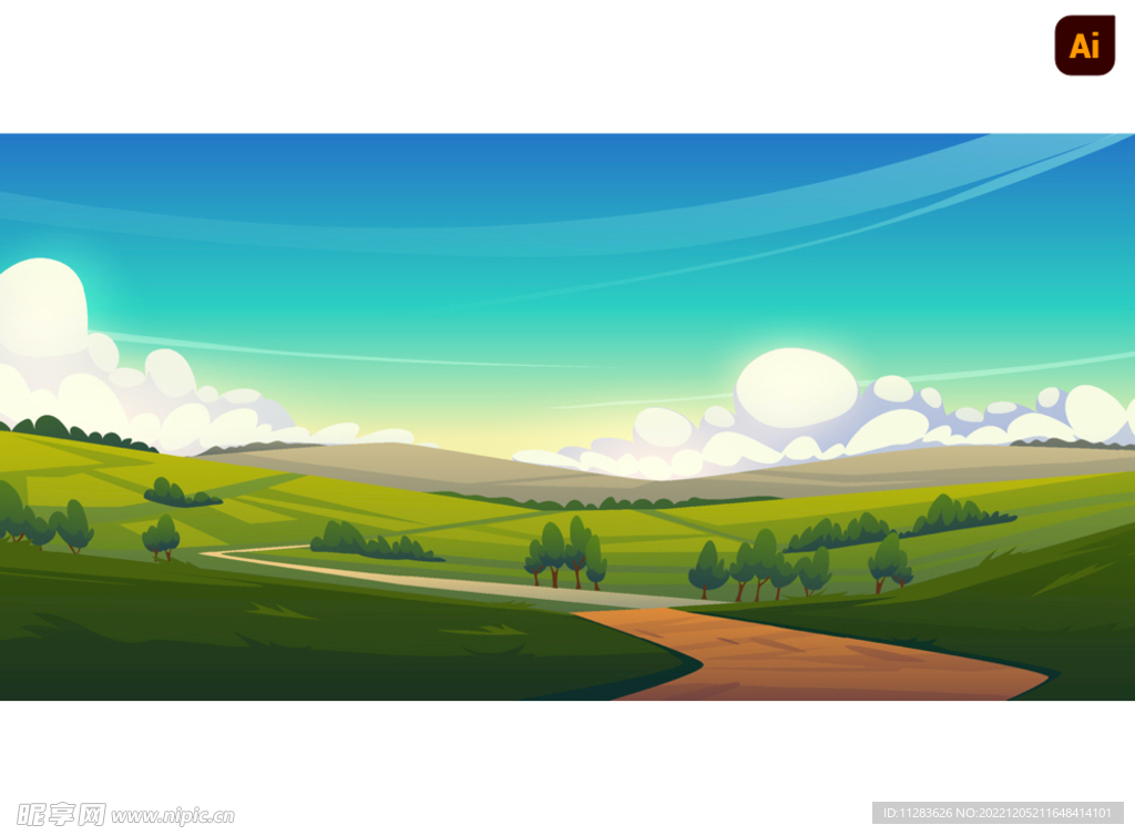 田野风景插画