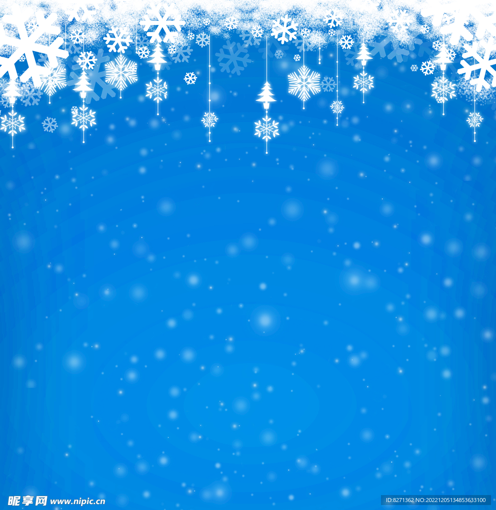 白色雪花蓝色圣诞背景