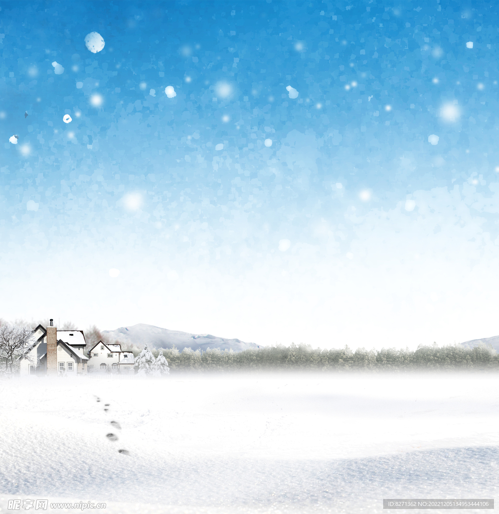 蓝色雪景