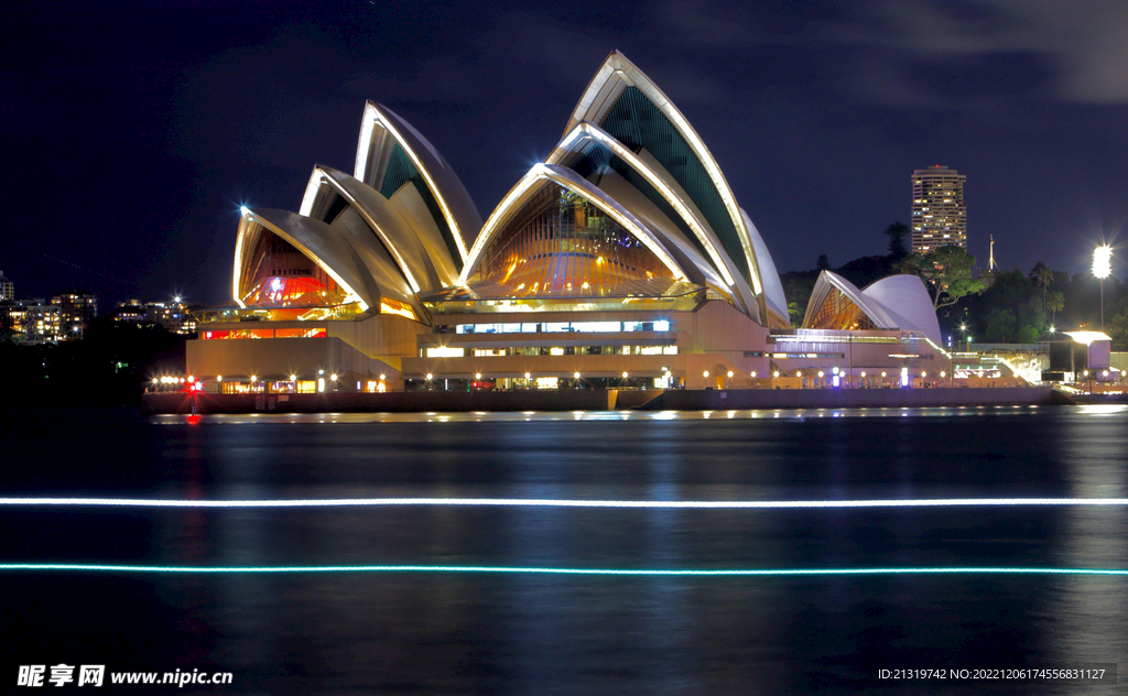 悉尼歌剧院夜景摄影图