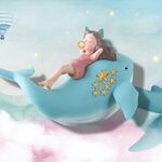 儿童房卡通可爱海豚装饰画