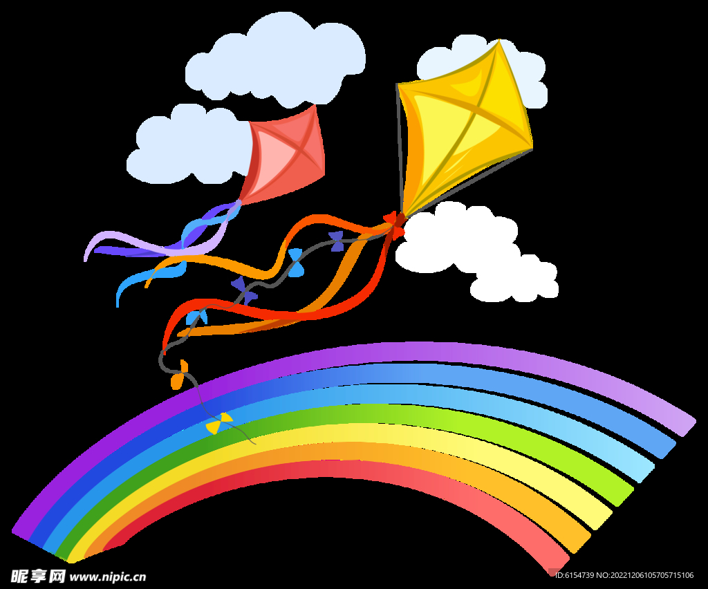 风筝云朵和彩虹