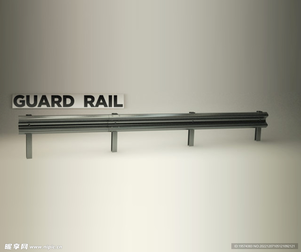 C4D模型高速公路金属防护栏