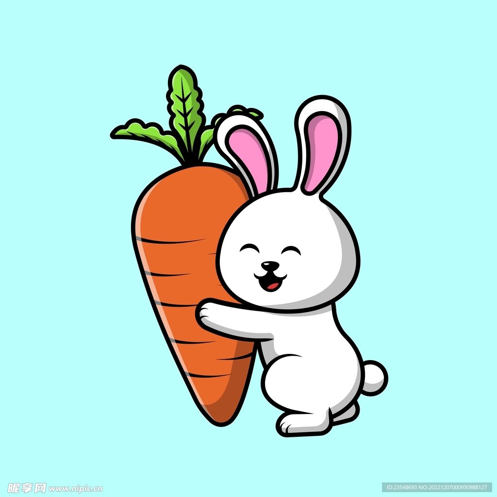 矢量可爱兔子胡萝卜