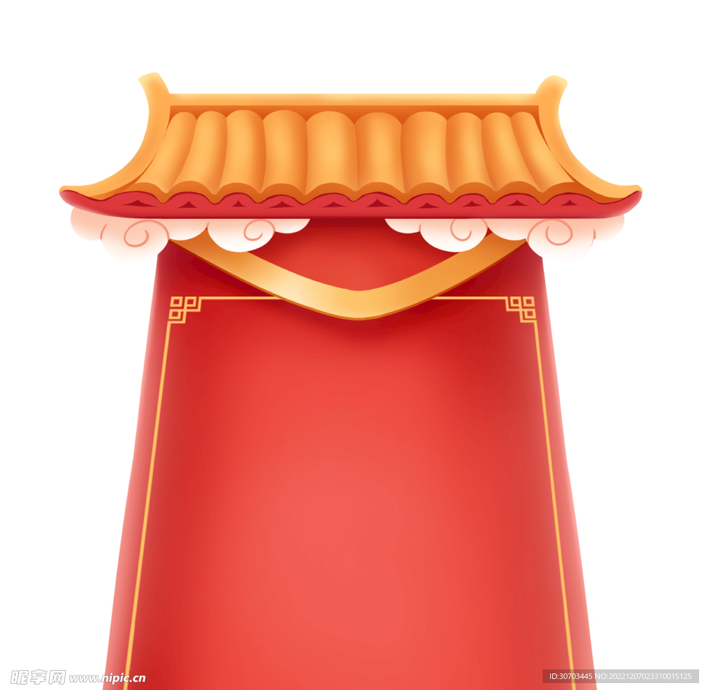 红色红包和屋檐