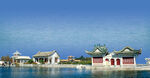 中国古建筑园林宽屏背景图
