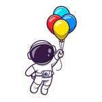 手绘手拿气球的宇航员