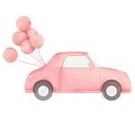 粉色汽车气球元素