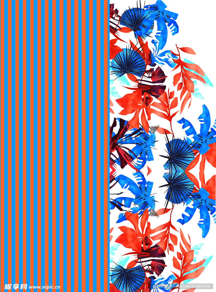 衬衫条子热带花