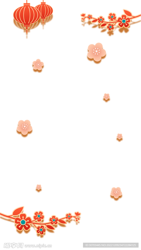 红色灯笼和花