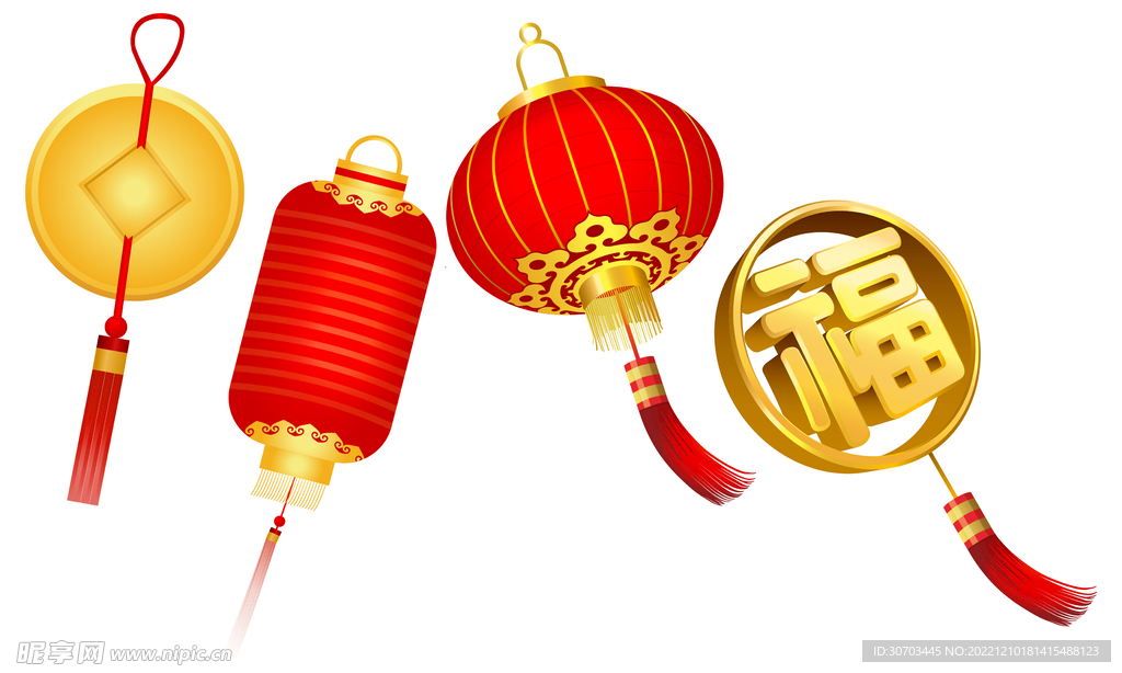 红色的灯笼和福字