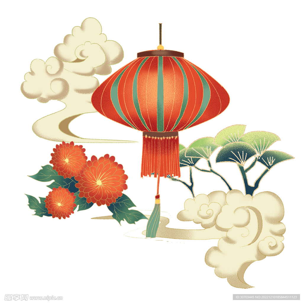红色灯笼和祥云