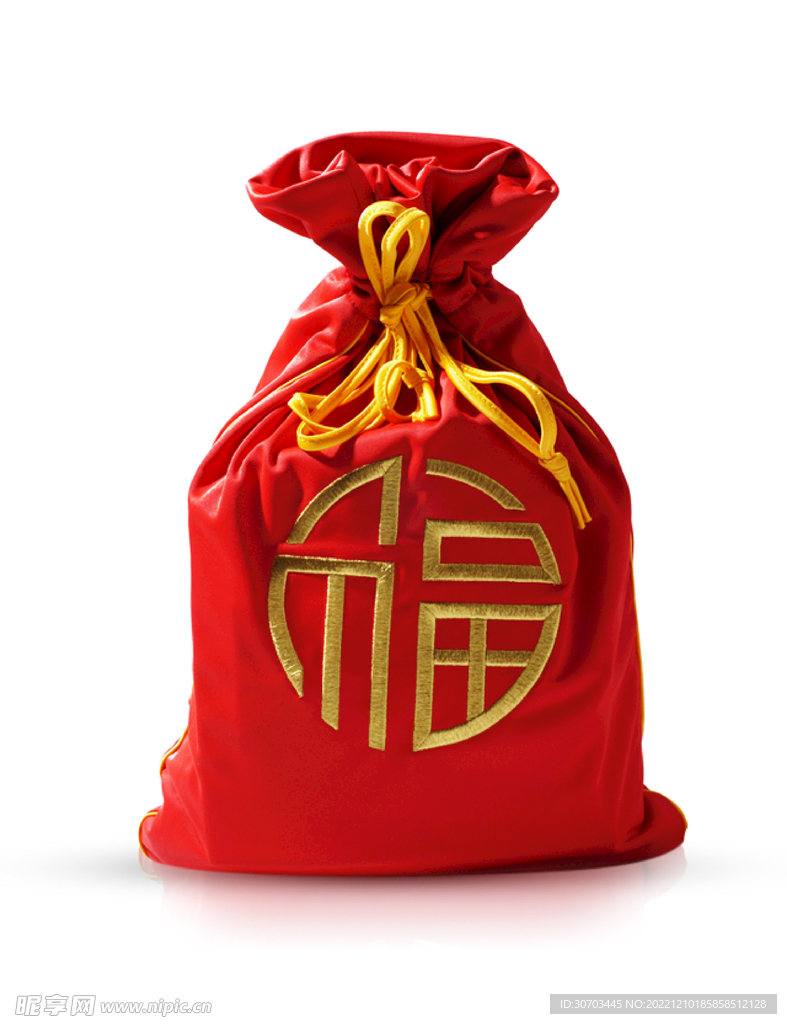 福字和红色袋子