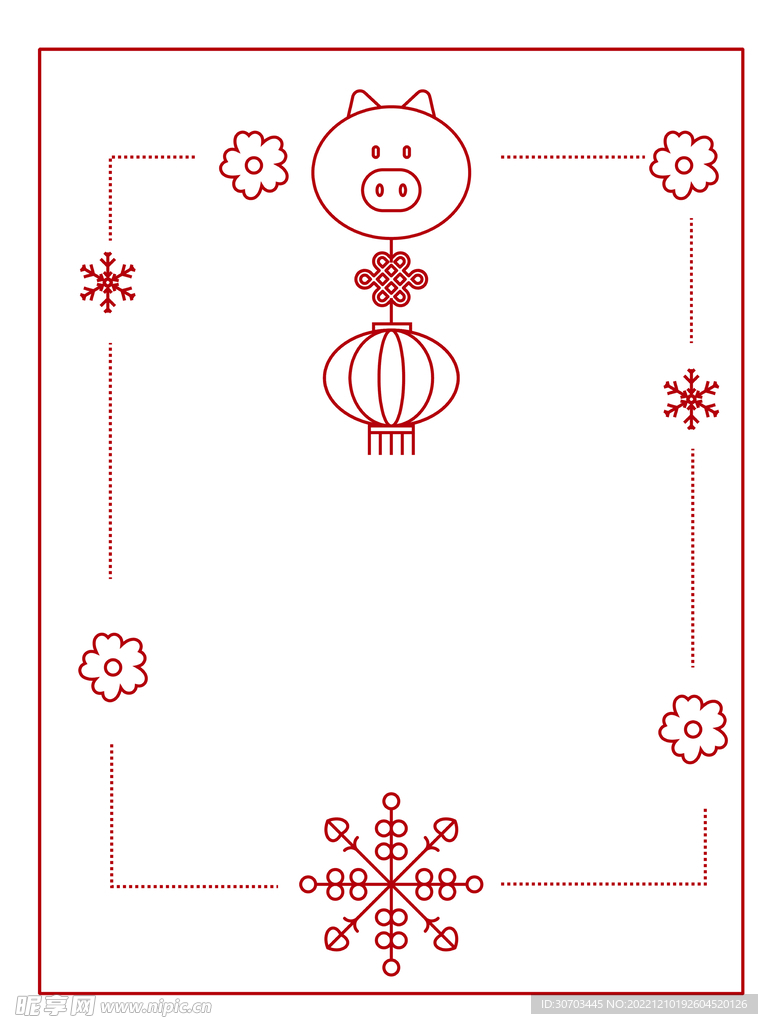 小猪和灯笼花纹