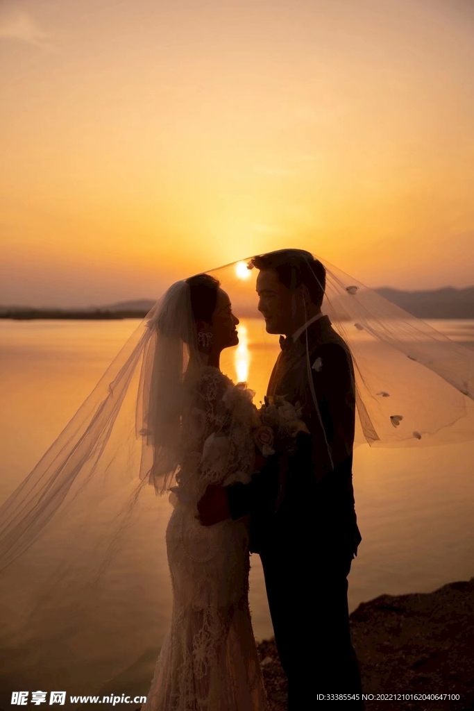 夕阳 婚纱照 