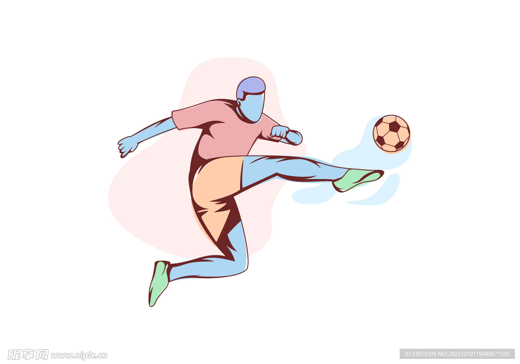 手绘足球运动员矢量插画