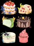 手绘水彩风蛋糕甜品元素
