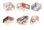 室内办公插画