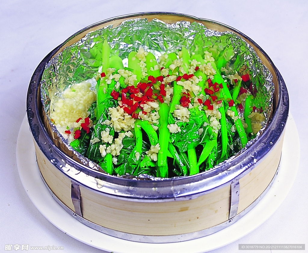 龙仔蒸菜心