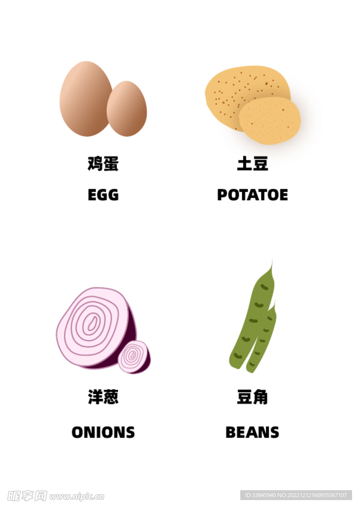 鸡蛋土豆洋葱豆角蔬菜