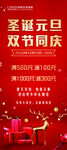 圣诞元旦海报 展架 红色背景 
