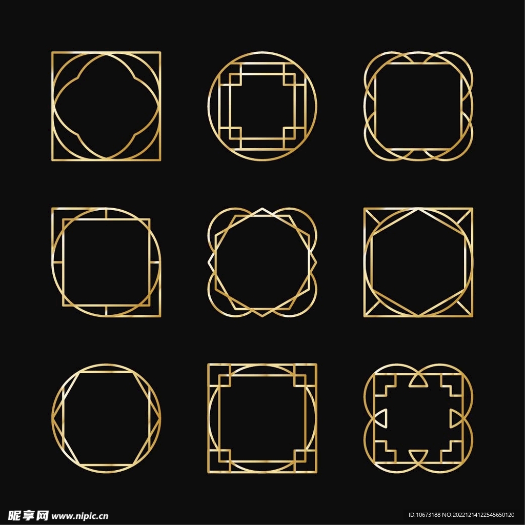 金色几何图形边框