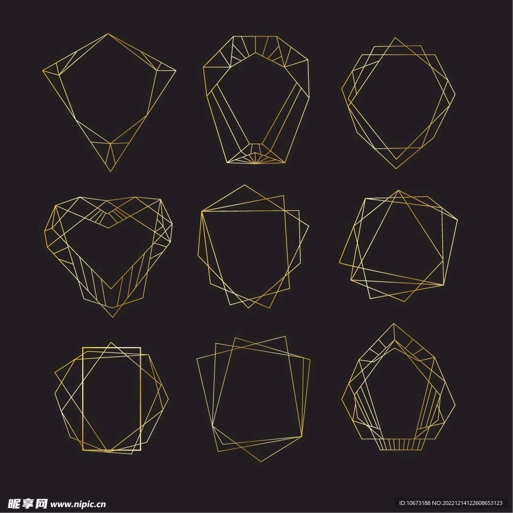 金色几何图形边框