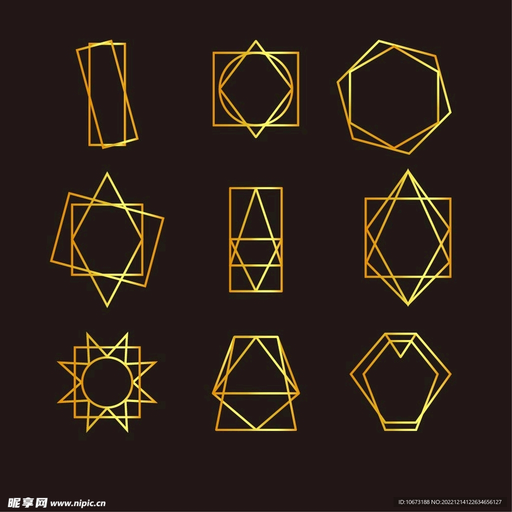 金色几何图形边框