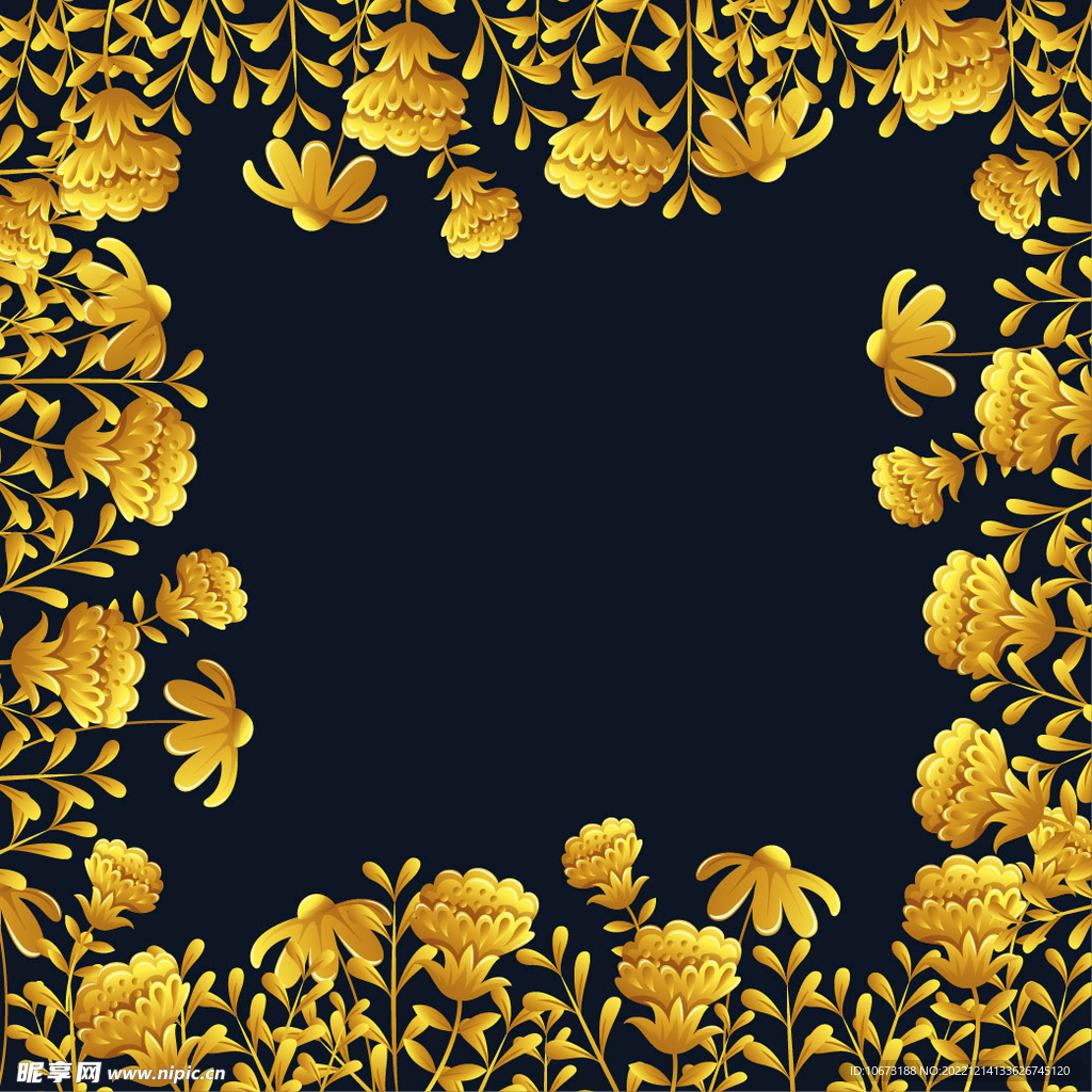 金色花纹黑色背景