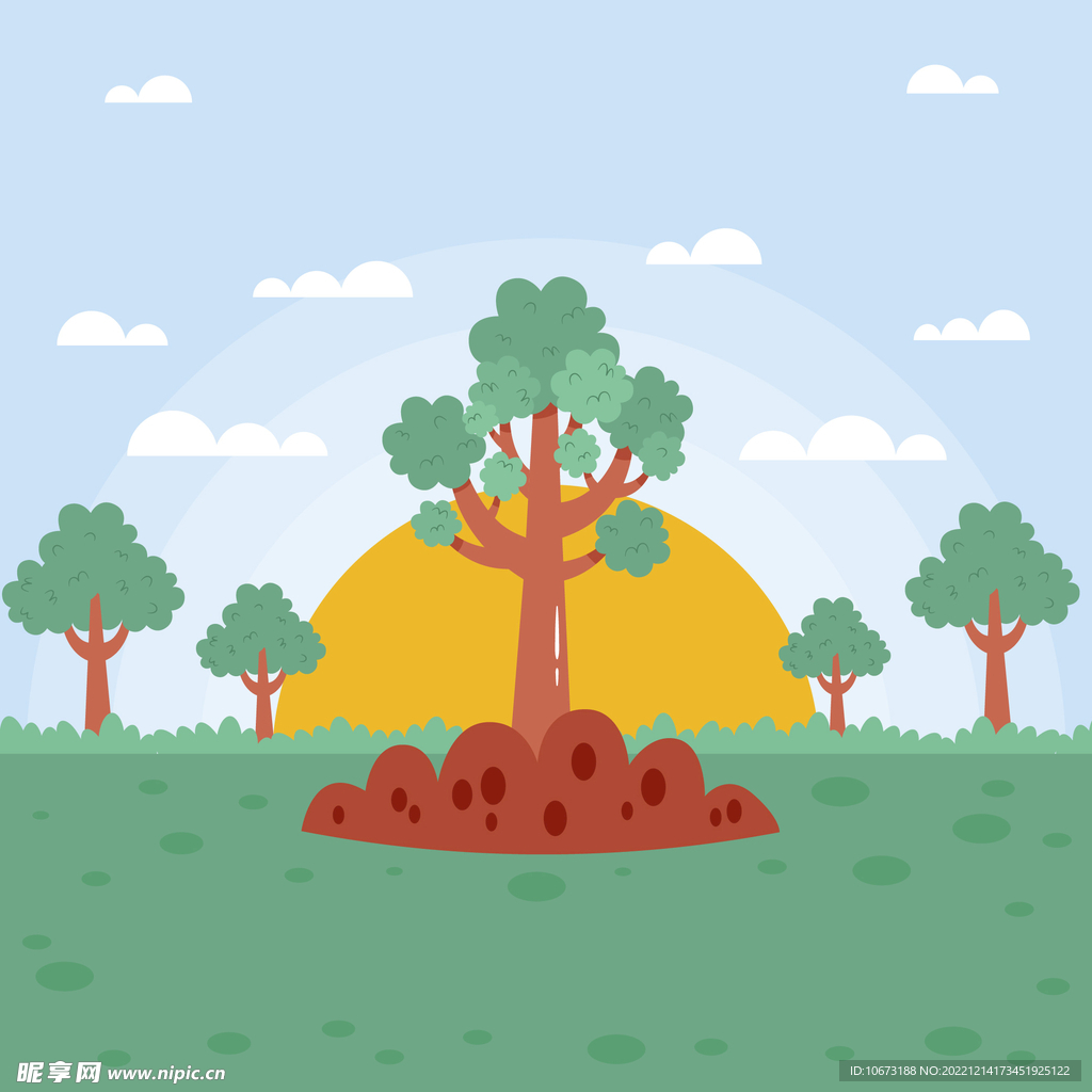 方形植树节海报